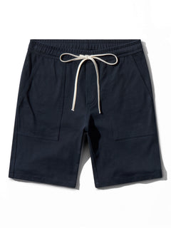 image of navy organic cotton shorts front by bas bains