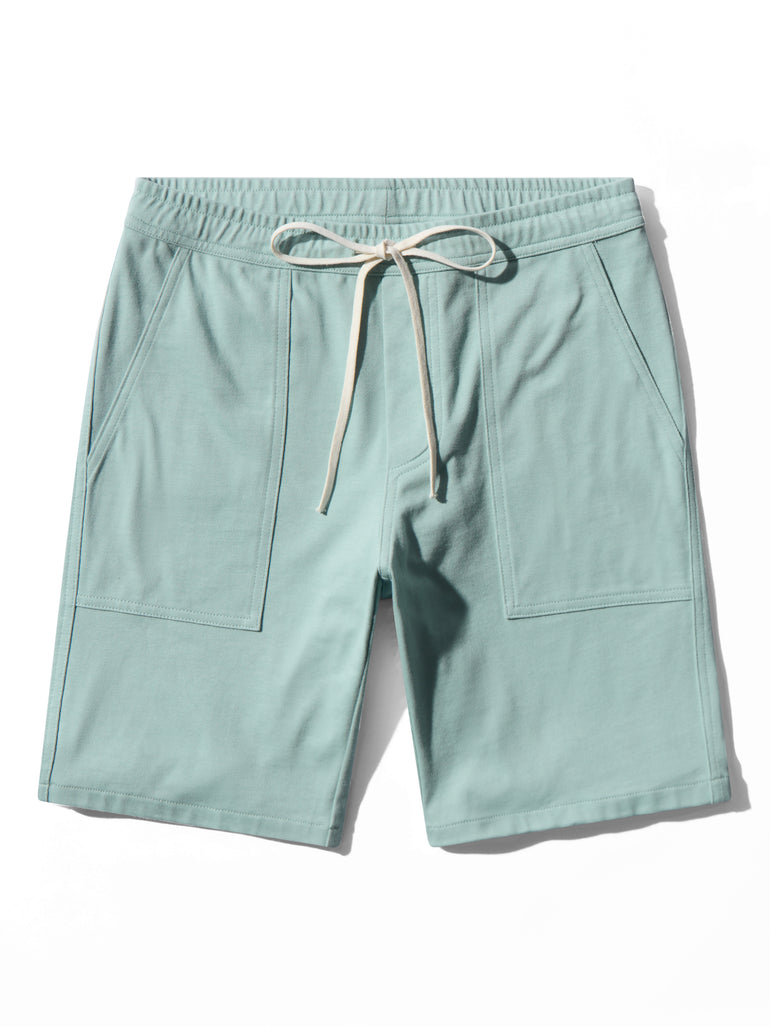 image of mint green organic cotton shorts front by bas bains