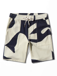 image of organic cotton shorts in Rivage print front view by bas bains