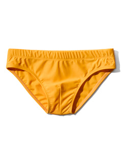 image of swimwear slip in Madarin yellow front view by Bas Bains