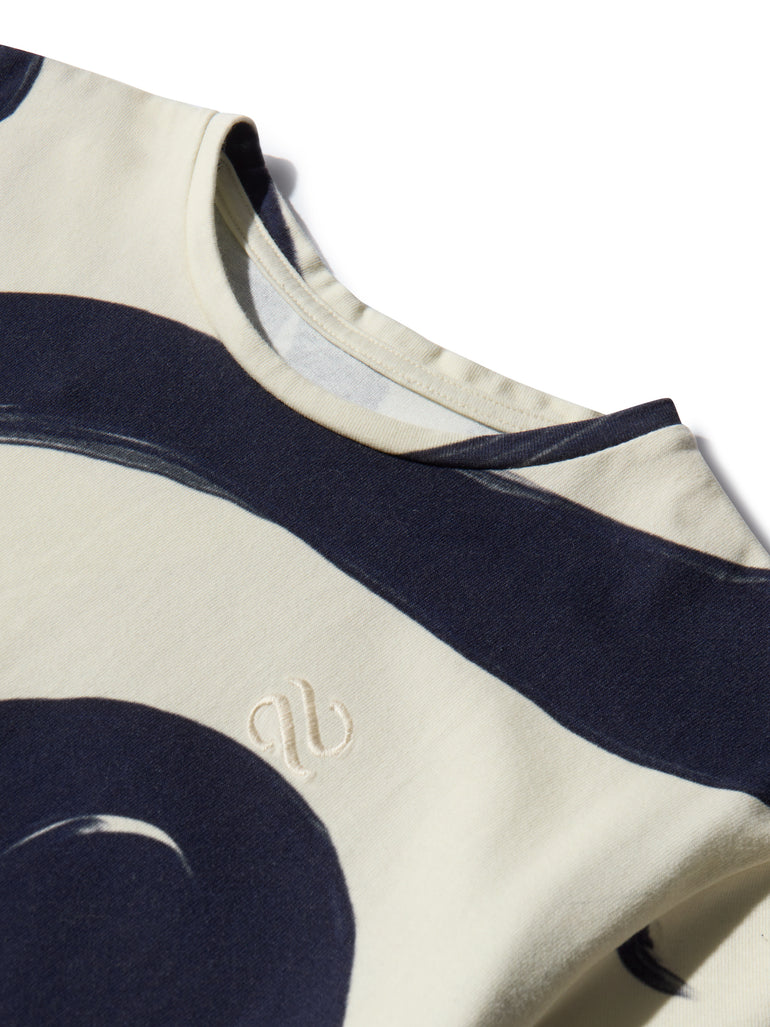 image of organic cotton T-shirt in Rivage print detail view by Bas Bains