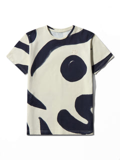 image of organic cotton T-shirt in Rivage print front view by Bas Bains