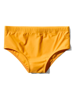 image of swimwear sunga in Mandarin yellow front view by Bas Bains