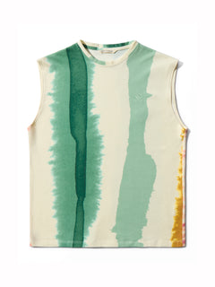 image of organic cotton tank top in Eivissa print front view by Bas Bains