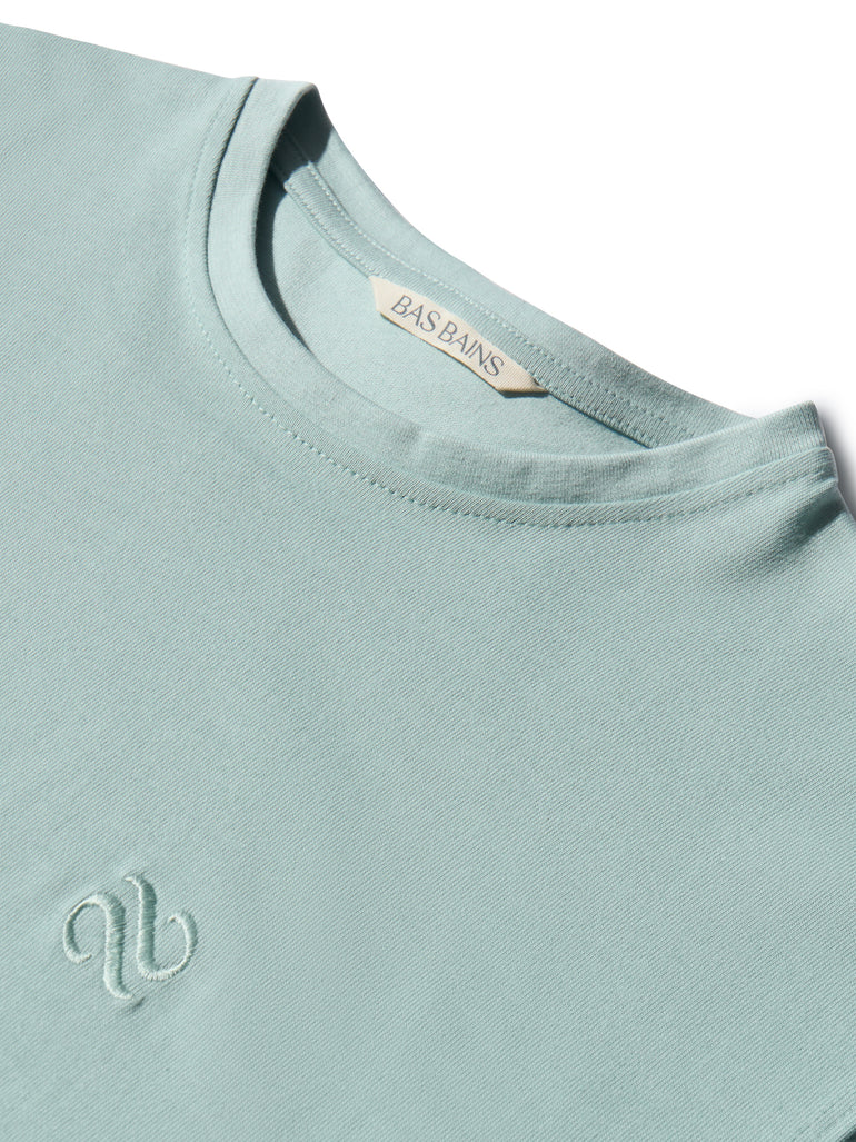 image of organic cotton tank top in Menta green detail view by Bas Bains