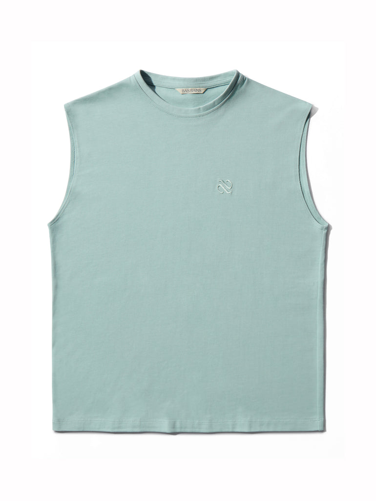 image of organic cotton tank top in Menta green front view by Bas Bains